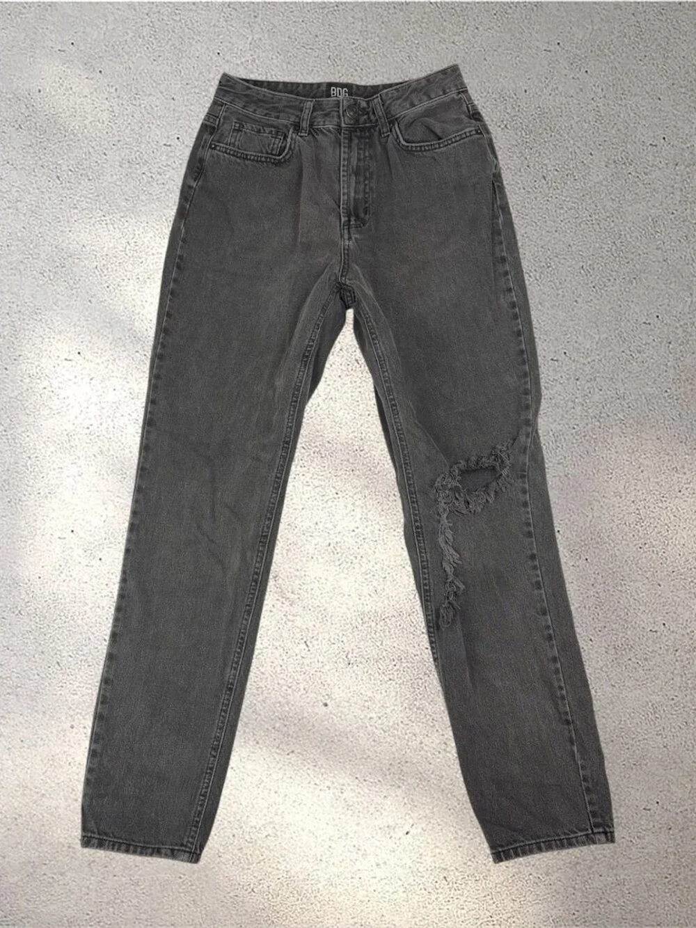 BDG Urban Outfitters Mom Jeans Women's W27 Black Distressed High Rise Grunge Y2K
